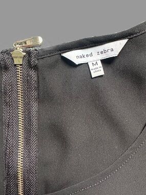 Naked Zebra Black Top with Gold Zip Accent
